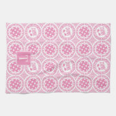 Preppy Pickleball Damask - Pink Dink Motif Theedoek (Horizontaal)