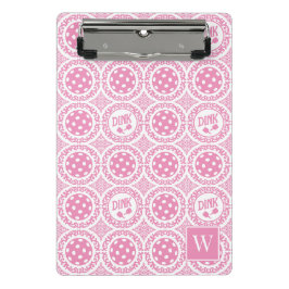 Preppy Pickleball Damask – Roze Dink Motief Mini Klembord