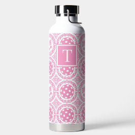 Preppy Pickleball Damask - Roze Dink Motief Waterfles