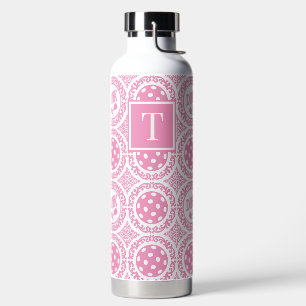 Preppy Pickleball Damask - Roze Dink Motief Waterfles
