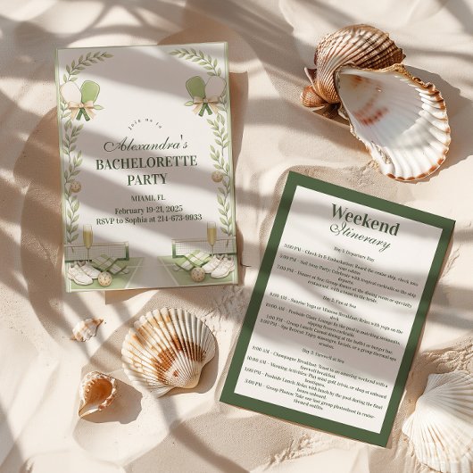 Preppy Pickleball Garden Bachelorette Party Kaart
