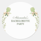 Preppy Pickleball Garden Bachelorette Party Ronde Sticker (Voorkant)