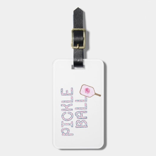 Preppy Pickleball gepersonaliseerd Bagagelabel (Voorkant verticaal)