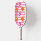 Preppy Pickleball Gingham Lichtroze Oranje Monogra Paddle (Links)