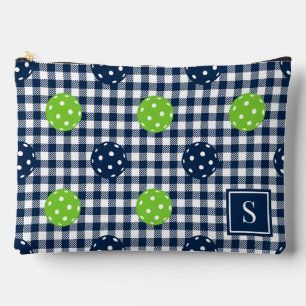 Preppy Pickleball Gingham Navy &Lime Monogram Etui