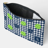 Preppy Pickleball Gingham Navy &Lime Monogram Etui (Open)