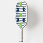 Preppy Pickleball Gingham - Navy & Lime Monogram Paddle (Links)