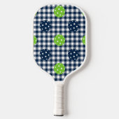 Preppy Pickleball Gingham - Navy & Lime Monogram Paddle (Achterkant)