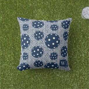 Preppy Pickleball Griekse Sleutel – Marineblauw & Buitenkussen