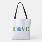 Preppy Pickleball Love Ball blauw groen Tote Bag (Achterkant)