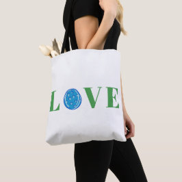Preppy Pickleball Love Ball blauw groen Tote Bag