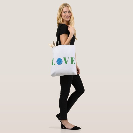 Preppy Pickleball Love Ball blauw groen Tote Bag (Op model)