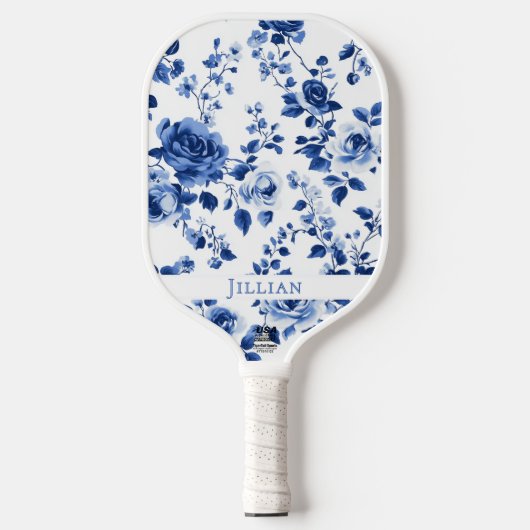 Preppy Pickleball Paddle - Blauwe Roos Tolie (Voorkant)