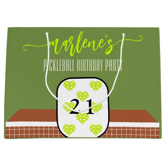 Preppy Pickleball Paddle Foto Dink Verjaardagsfees Groot Cadeauzakje (Voorkant)
