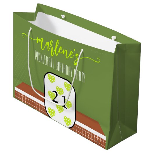 Preppy Pickleball Paddle Foto Dink Verjaardagsfees Groot Cadeauzakje (Voorkant Gekanteld)