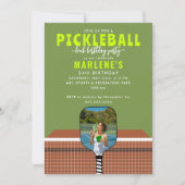 Preppy Pickleball Paddle Foto Dink Verjaardagsfees Kaart (Voorkant)