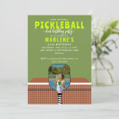 Preppy Pickleball Paddle Foto Dink Verjaardagsfees Kaart (Staand voorkant)