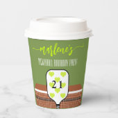 Preppy Pickleball Paddle Foto Dink Verjaardagsfees Papieren Bekers (Voorkant)