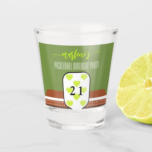 Preppy Pickleball Paddle Foto Dink Verjaardagsfees Shot Glas (Voorkant)