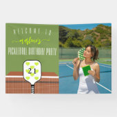 Preppy Pickleball Paddle Foto Dink Verjaardagsfees Spandoek (Horizontaal)
