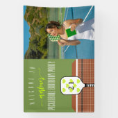 Preppy Pickleball Paddle Foto Dink Verjaardagsfees Spandoek (Verticaal)