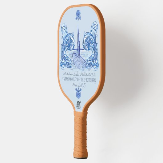 Preppy pickleball paddle met onderzeebootthema (Links)