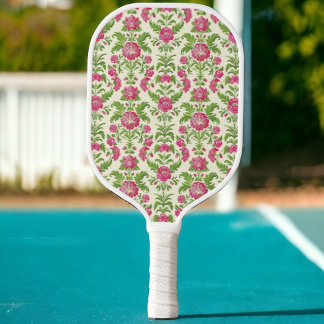 Preppy Pickleball Paddle Roze & Groen Damask