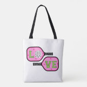 Preppy Pickleball Paddles Liefde Bloemen Tote Bag (Achterkant)