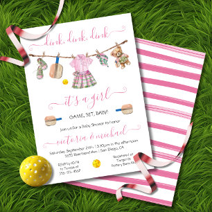 Preppy Pickleball Party Dink Girl Baby shower Kaart