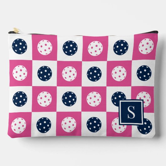 Preppy Pickleball Schaakbord - Hot Pink & Navy Etui (Voorkant)