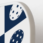 Preppy Pickleball Schaakbord - Marineblauw & Wit Paddle (Links Detail)