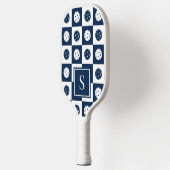 Preppy Pickleball Schaakbord - Marineblauw & Wit Paddle (Links)