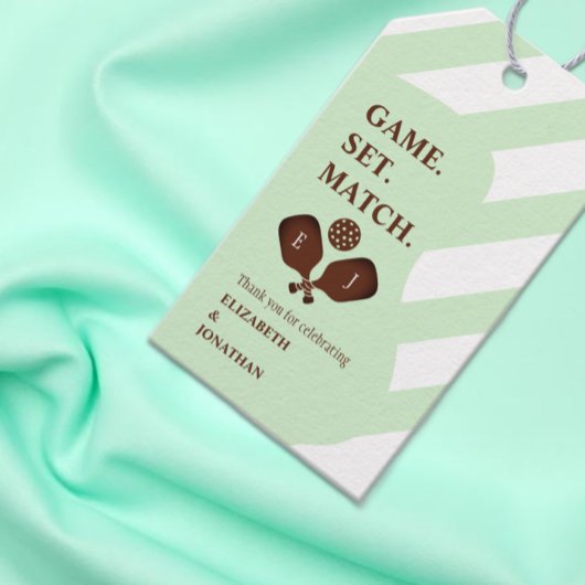 Preppy Pickleball Strepen Bruiloft Cadeaulabel
