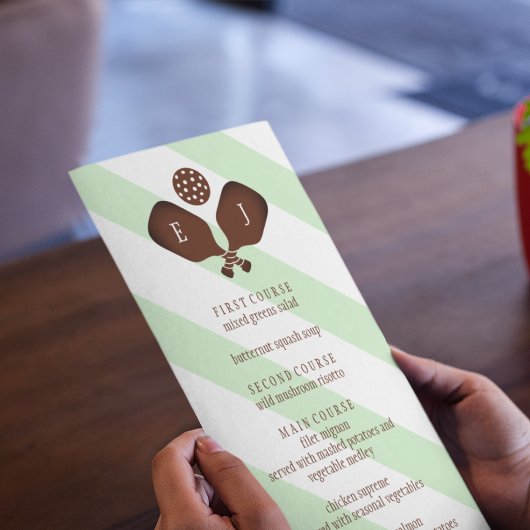 Preppy Pickleball Strepen Bruiloft Menu