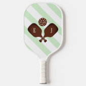 Preppy Pickleball Strepen Bruiloft Paddle (Voorkant)