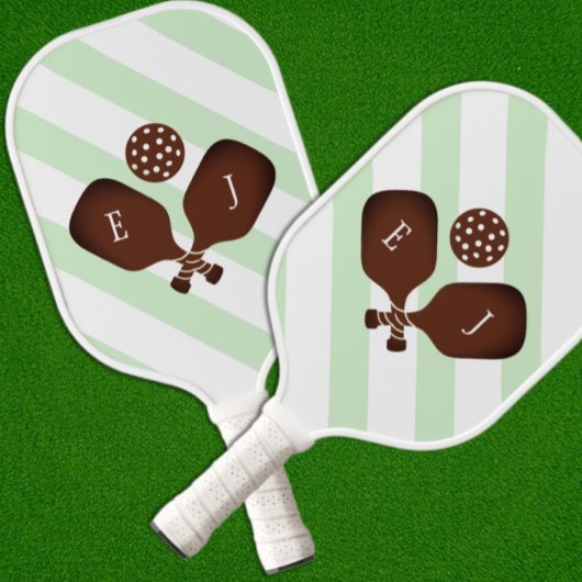 Preppy Pickleball Strepen Bruiloft Paddle