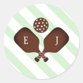 Preppy Pickleball Strepen Bruiloft Ronde Sticker (Voorkant)