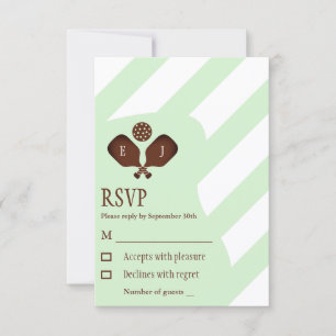 Preppy Pickleball Strepen Bruiloft RSVP Kaartje
