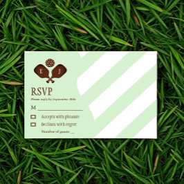 Preppy Pickleball Strepen Bruiloft RSVP Kaartje