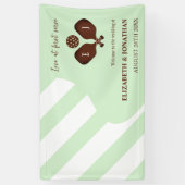 Preppy Pickleball Strepen Bruiloft Spandoek (Verticaal)