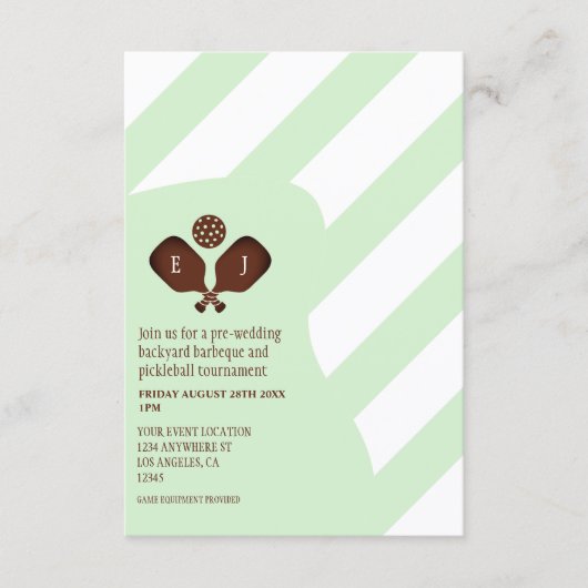 Preppy Pickleball Stripes Pre-Wedding Game Informatiekaartje (Voorkant)