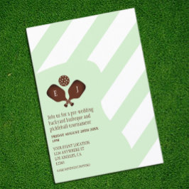 Preppy Pickleball Stripes Pre-Wedding Game Informatiekaartje