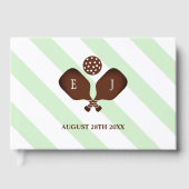 Preppy Pickleball Stripes Wedding Gastenboek (Voorkant)