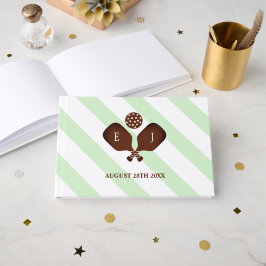 Preppy Pickleball Stripes Wedding Gastenboek