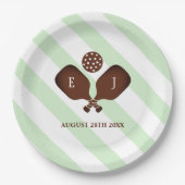 Preppy Pickleball Stripes Wedding Papieren Bordje (Voorkant)
