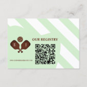 Preppy Pickleball Stripes Wedding Registry Informatiekaartje (Voorkant)