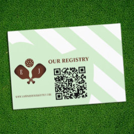 Preppy Pickleball Stripes Wedding Registry Informatiekaartje