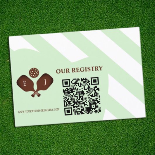 Preppy Pickleball Stripes Wedding Registry Informatiekaartje