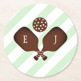 Preppy Pickleball Stripes Wedding Ronde Kartonnen Onderzetter
