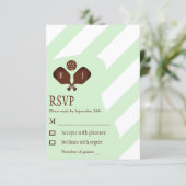 Preppy Pickleball Stripes Wedding RSVP Kaartje (Staand voorkant)